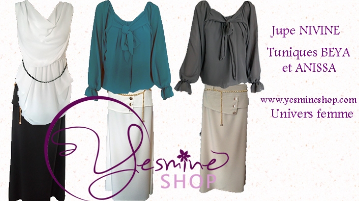 Tuniques et jupes longues sur www.yesmineshop.com