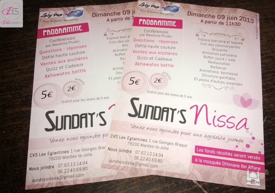 Flyers pour l'évent Sunday's Nissa après impression.