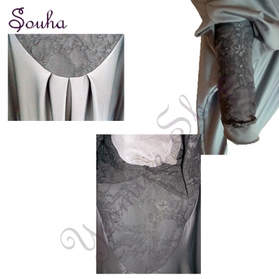 Finition dentelle pour la robe Souha / http://www.yesmineshop.com/70-abaya-souha.html